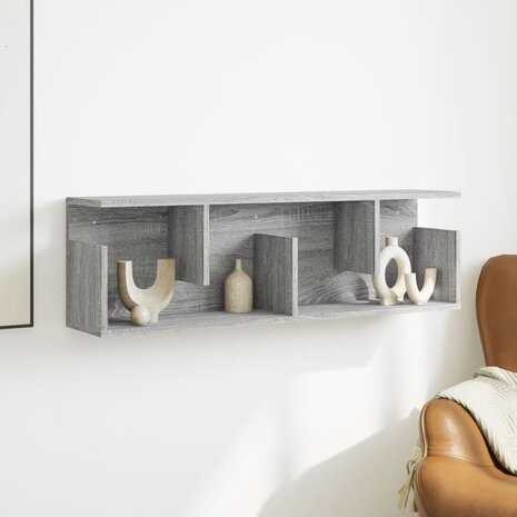 Wandkast 100x20x30 cm bewerkt hout grijs sonoma eikenkleurig 3