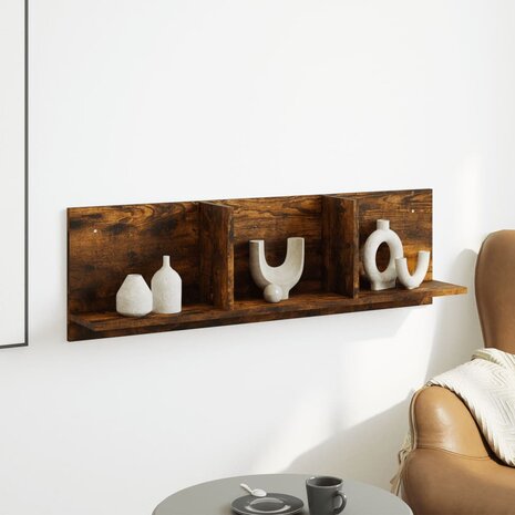 Wandkast 100x16,5x30 cm bewerkt hout gerookt eikenkleurig 3