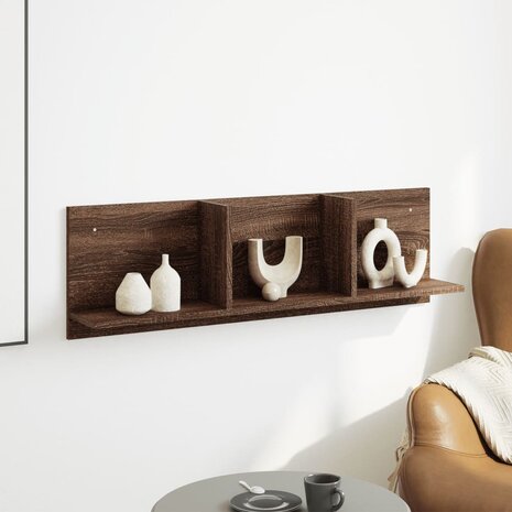 Wandkast 100x16,5x30 cm bewerkt hout bruin eikenkleur 3