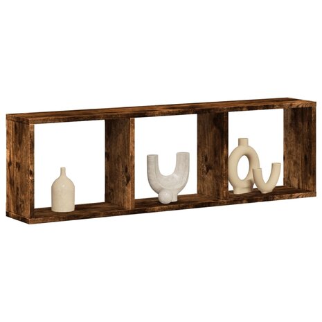 Wandkast 100x16x30 cm bewerkt hout gerookt eikenkleurig 1