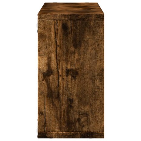 Wandkast 100x16x30 cm bewerkt hout gerookt eikenkleurig 5