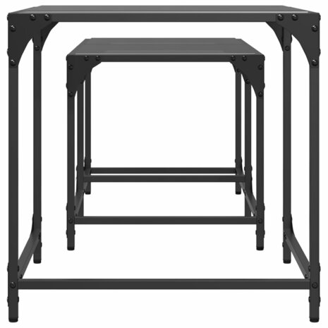 2-delige Tafeltjesset met zwart glazen blad staal 4