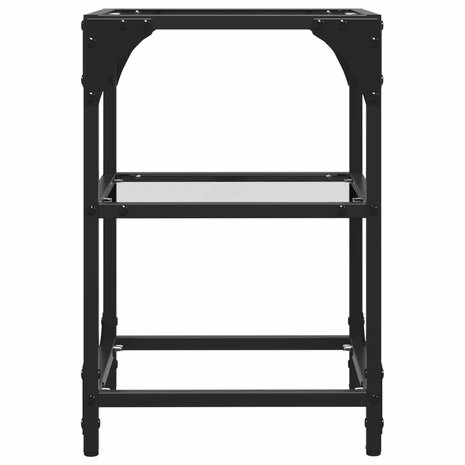 Salontafel met transparant glazen blad 30x30x45 cm staal 5