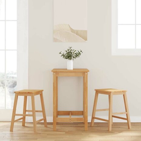 Barstoelen 2 st massief hout rubber 1