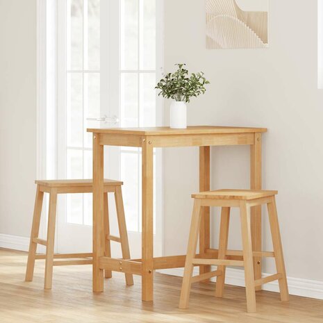 Barstoelen 2 st massief hout rubber 3