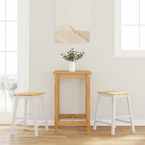 Barstoelen 2 st massief hout wit 1