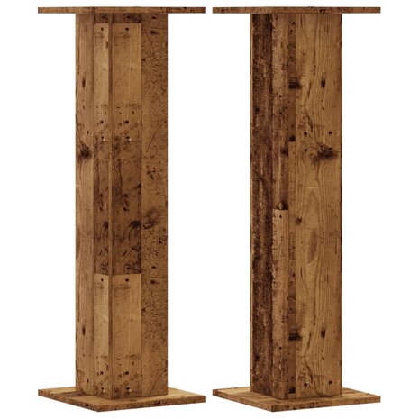 Speakerstandaards 2 st 30x30x95 cm bewerkt hout oud houtkleurig 2