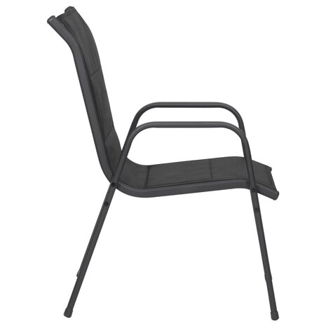 Tuinstoelen 2 st staal en textileen zwart 5