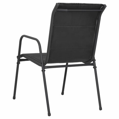 Tuinstoelen 2 st staal en textileen zwart 6