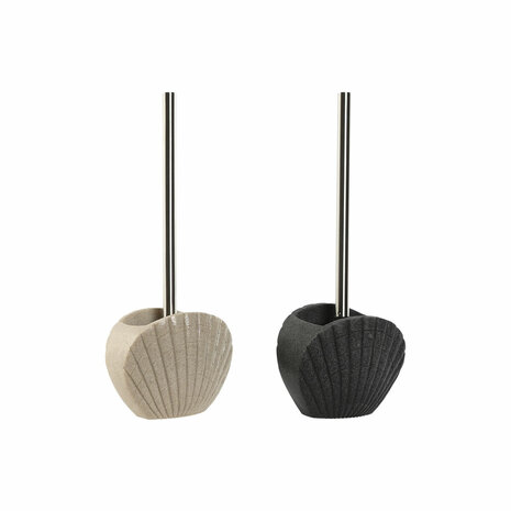 Toiletborstel Home ESPRIT Grijs Crème Hars Roestvrij staal 13,5 X 10 X 37 cm (2 Stuks) 1