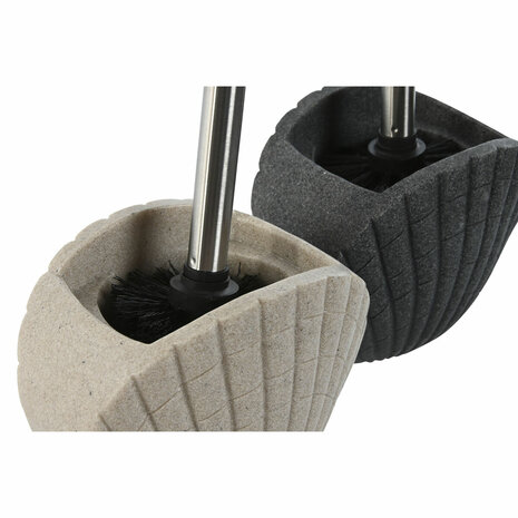 Toiletborstel Home ESPRIT Grijs Crème Hars Roestvrij staal 13,5 X 10 X 37 cm (2 Stuks) 2