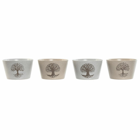 Kom Home ESPRIT Wit Beige Keramiek 570 ml 13 x 13 x 8 cm (4 Stuks) 1