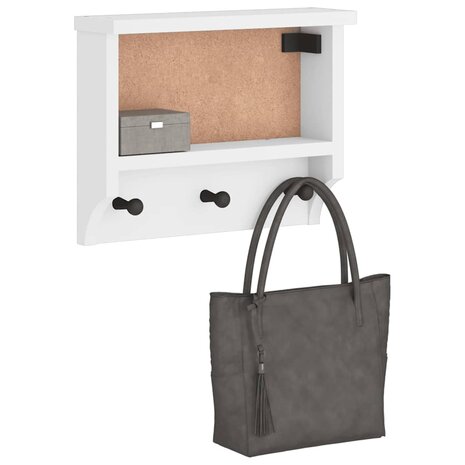 Wandkapstok SANDNES wit 45x12x35 cm massief grenenhout 1