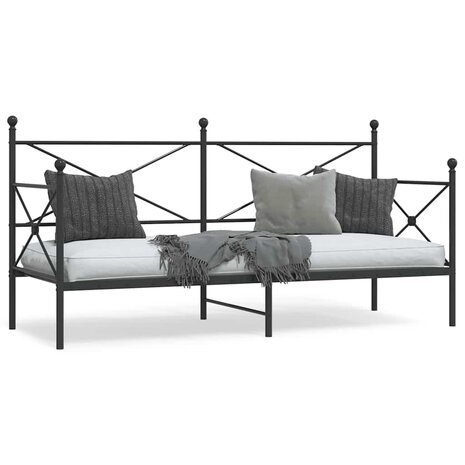Slaapbank zonder matras 90x200 cm staal zwart 1