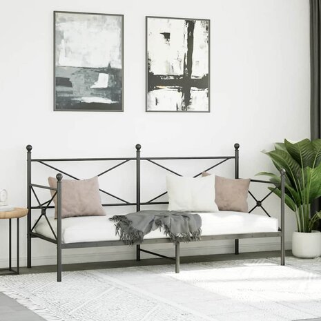 Slaapbank zonder matras 90x200 cm staal zwart 3