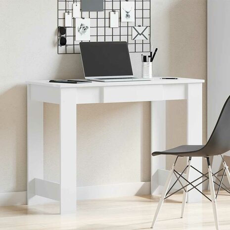 Bureau 100x45x75 cm bewerkt hout wit 3