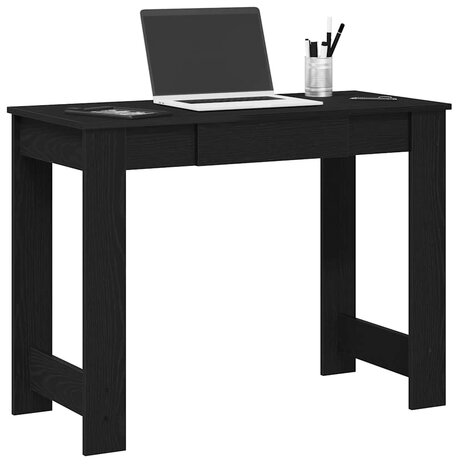 Bureau 100x45x75 cm bewerkt hout zwart 1