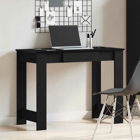 Bureau 100x45x75 cm bewerkt hout zwart 3