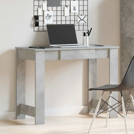 Bureau 100x45x75 cm bewerkt hout betongrijs 3