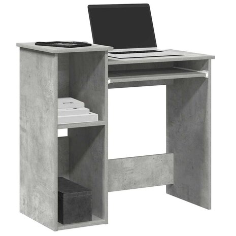 Bureau met schappen 84x40x78 cm bewerkt hout betongrijs 1