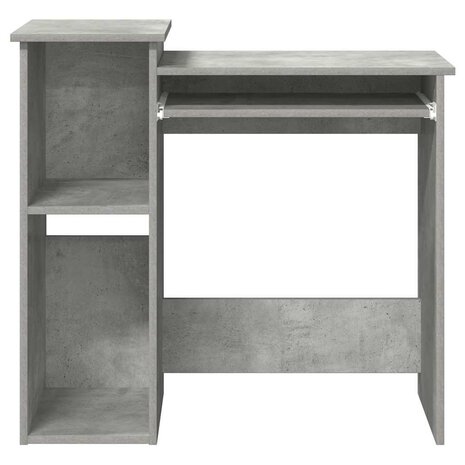 Bureau met schappen 84x40x78 cm bewerkt hout betongrijs 5