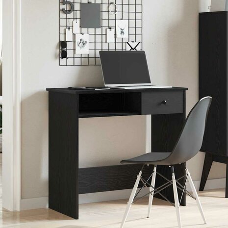Bureau 80x40x75 cm bewerkt hout zwart 3