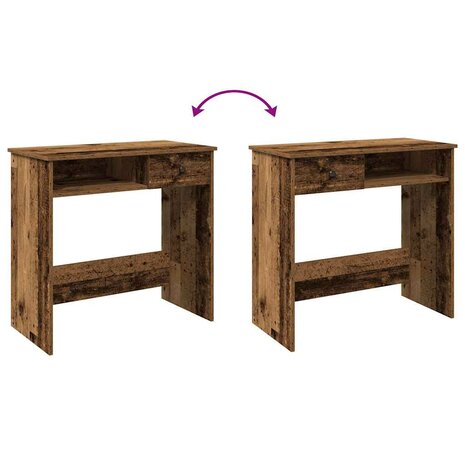 Bureau 80x40x75 cm bewerkt hout oud houtkleurig 8