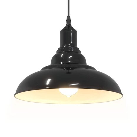 Hanglamp in hoogte verstelbaar E27 Ø31 cm metaal glanzend zwart 5