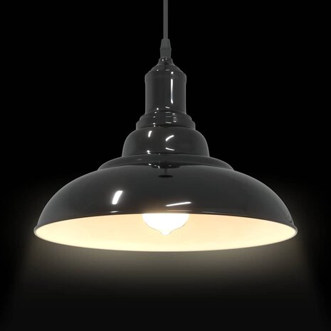 Hanglamp in hoogte verstelbaar E27 Ø31 cm metaal glanzend zwart 6