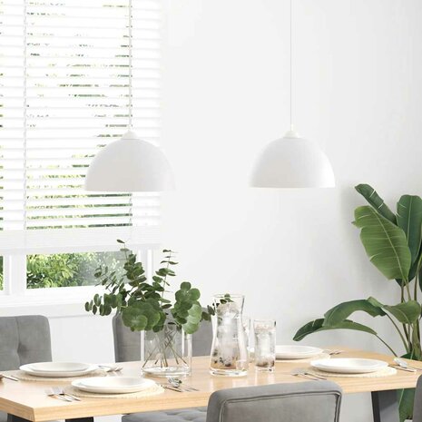 Hanglampen 2 st In hoogte verstelbaar E27 30 cm metaal wit 3