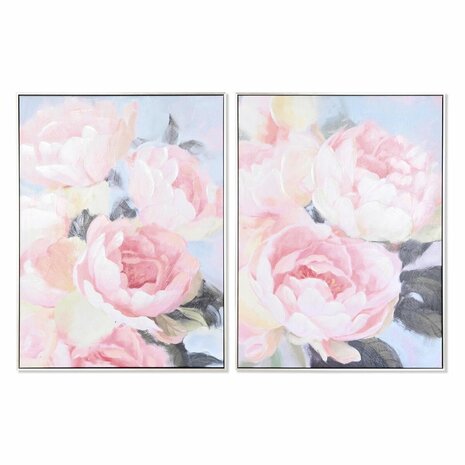 Schilderij DKD Home Decor 60 x 3,5 x 80 cm 60 x 3 x 80 cm Blommor Romantiek (2 Stuks) 1