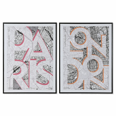 Schilderij Home ESPRIT Wit Zwart Loft 60 x 3 x 80 cm (2 Stuks) 1