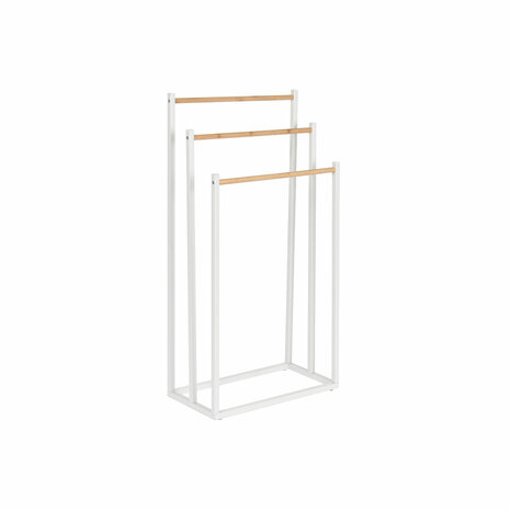 Losstaand handdoekenrek Home ESPRIT Wit Natuurlijk Metaal Bamboe 45 x 22 x 85 cm 1