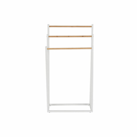 Losstaand handdoekenrek Home ESPRIT Wit Natuurlijk Metaal Bamboe 45 x 22 x 85 cm 3