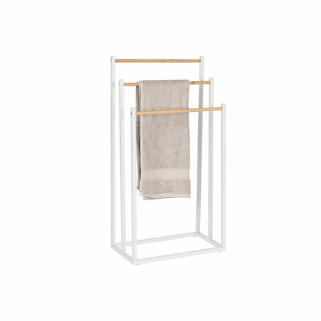 Losstaand handdoekenrek Home ESPRIT Wit Natuurlijk Metaal Bamboe 45 x 22 x 85 cm 4