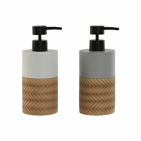 Zeepdispenser Home ESPRIT Wit Grijs Natuurlijk Hars Polyethyleen 7,5 x 7,5 x 18,5 cm (2 Stuks) 1