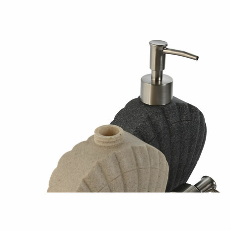 Zeepdispenser Home ESPRIT Grijs Crème Hars Polyethyleen 12 X 6 X 16,5 cm (2 Stuks) 3