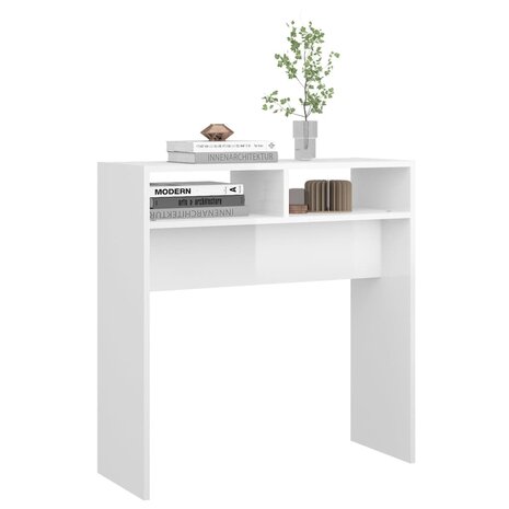 Wandtafel 78x30x80 cm bewerkt hout hoogglans wit 4