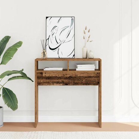 Wandtafel 78x30x80 cm bewerkt hout oud houtkleurig 1