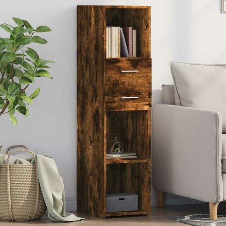 Hoge kast 30x42,5x124 cm bewerkt hout gerookt eikenkleurig 1