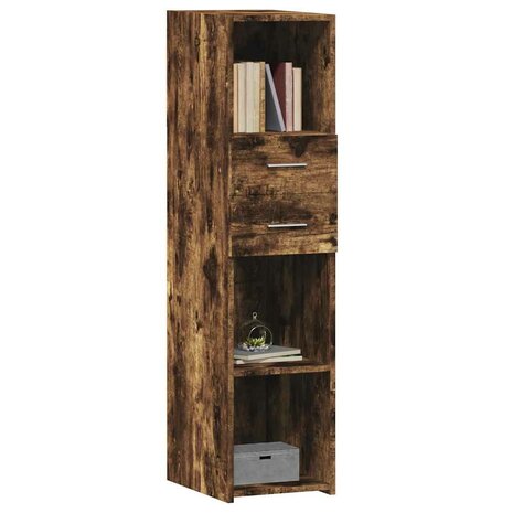 Hoge kast 30x42,5x124 cm bewerkt hout gerookt eikenkleurig 3