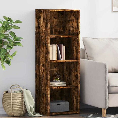 Hoge kast 40x41x124 cm bewerkt hout gerookt eikenkleurig 1