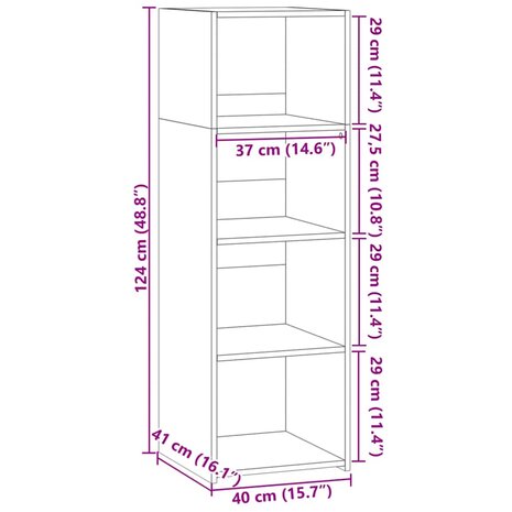 Hoge kast 40x41x124 cm bewerkt hout gerookt eikenkleurig 9