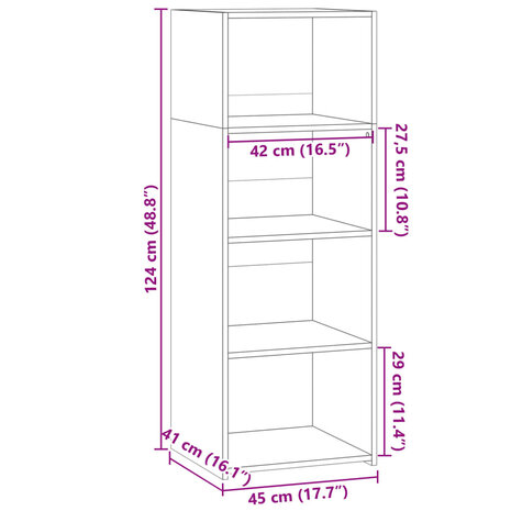 Hoge kast 45x41x124 cm bewerkt hout zwart 9