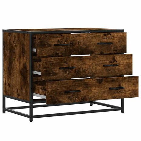 Ladekast 70x41x56 cm bewerkt hout gerookt eikenkleurig 5