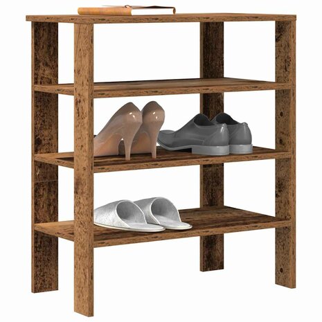 Schoenenrek 61x32x70 cm bewerkt hout oud houtkleurig 1