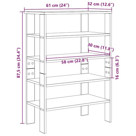 Schoenenrek 61x32x87,5 cm bewerkt hout sonoma eikenkleurig 9