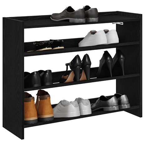 Schoenenrek 80x25x62 cm bewerkt hout zwart 1