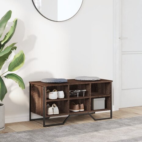 Schoenenkast 90x38x45,5 cm bewerkt hout bruin eikenkleurig 3
