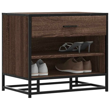 Schoenenbank 60x40x53,5 cm bewerkt hout en metaal bruin eiken 1